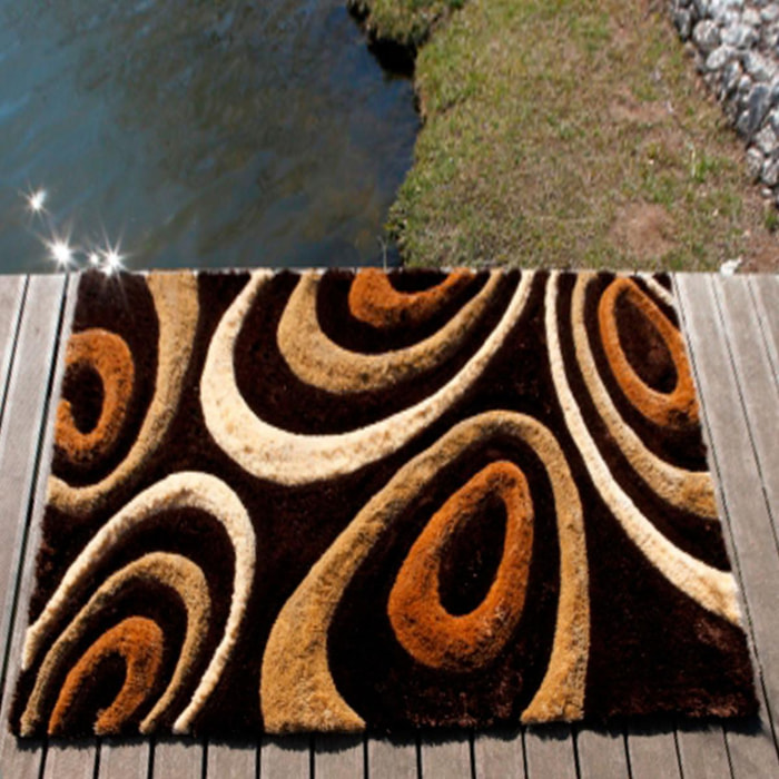 Tapis shaggy fait main motif rond KEFA