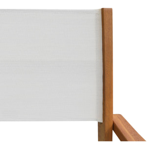 Fauteuils de jardin en bois et textilène - Almeria blanc - 2 fauteuils pliants en bois d'Eucalyptus huilé et textilène
