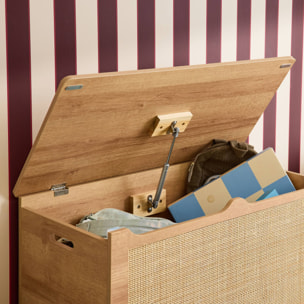 Coffre à jouets enfant décor bois et cannage BOHÈME