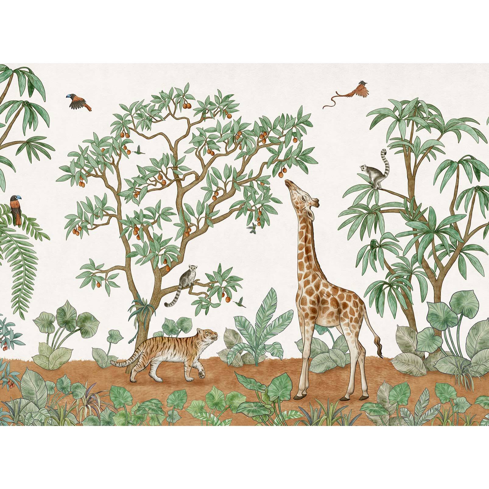 Papier peint panoramique petit dejeuner de girafe Intissé