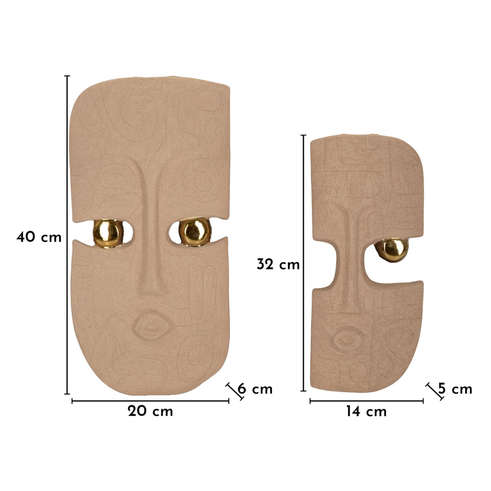 DECORAZIONE MURALE DAKAR COPPIA CM 20X6X40-14X5X32