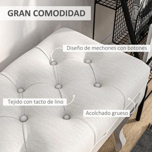 HOMCOM Taburete Pie de Cama Banco para Pie de Cama con Pies de Madera y Asiento Acolchado Carga 120 kg Banqueta de Dormitorio para Entrada Pasillo 110x37x49 cm Crema