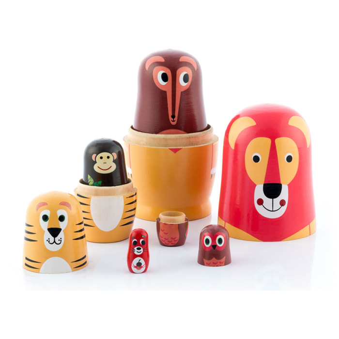 Poupée russe en bois avec figurines d'animaux Funimals InnovaGoods 11 Pièces