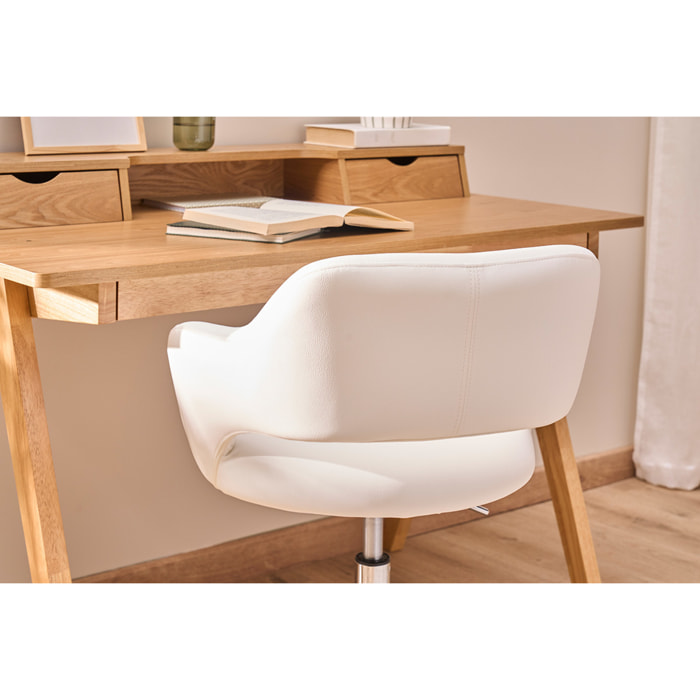 Chaise de bureau à roulettes design blanc et acier chromé JESSY