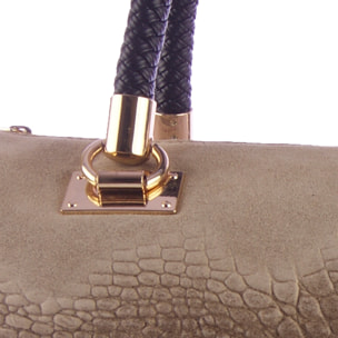 Anacapri Bolso tote Mujer.Piel auténtica Gamuza Grabado Cocodrilo