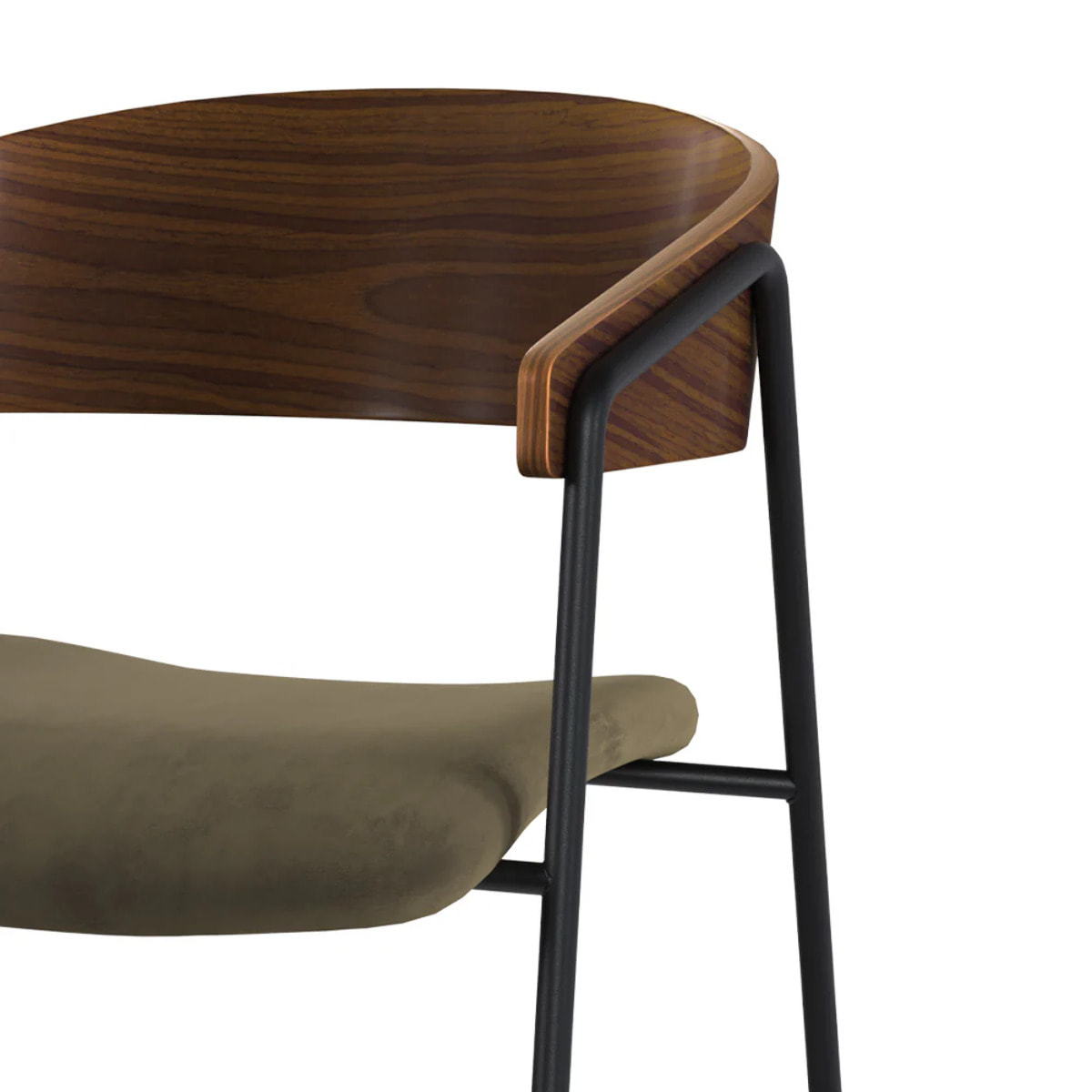 Lot de 2 chaises en velours vert kaki et bois de noyer - Esmée