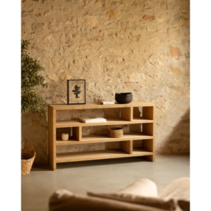 Estantería de madera maciza tono roble medio de 80x140cm Alto: 80 Largo: 140 Ancho: 35