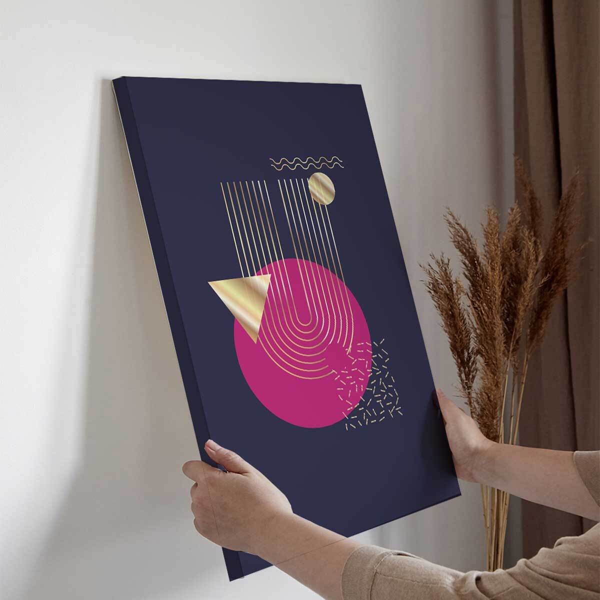 Tableau géométrique doré et rose design moderne Toile imprimée