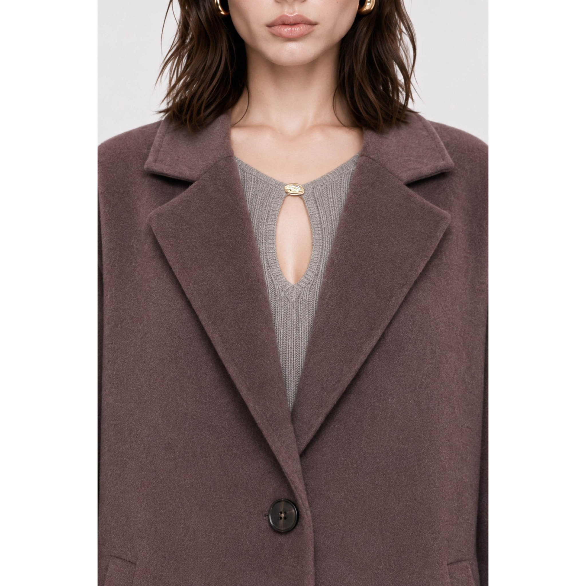 Kocca - Cappotto lungo da donna in lana con collo a revers Donna