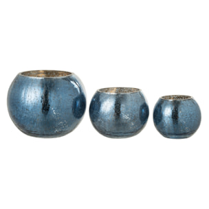 J-Line photophore Boule Craquele Effet Nacré - verre - bleu - large