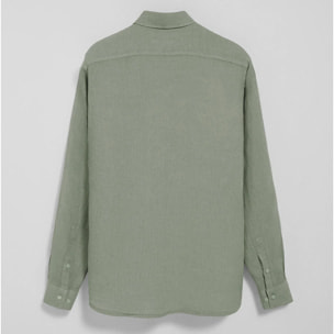 Camicia vede militare in lino tinta in capo con ricamo Rigby Go