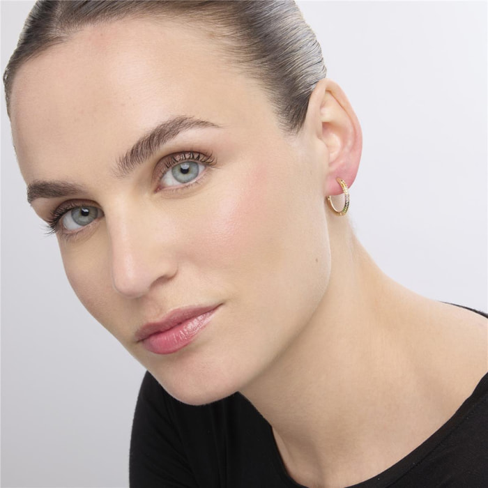 Pendientes acabado oro amarillo de 18k y Circonita Multicolor