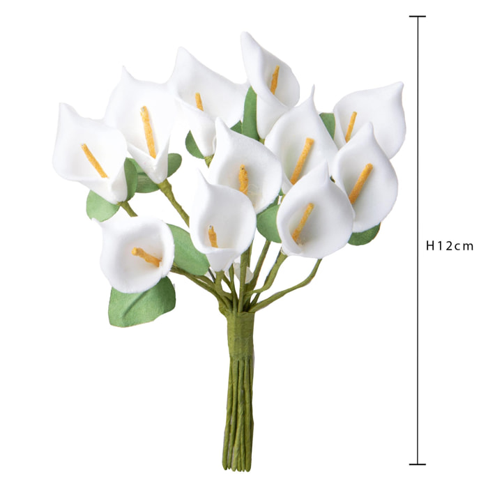 Mini Calla Mazzolino 12 Pz 12 Cm - Pezzi 24 - 6X12X6cm - Colore: Bianco - Bianchi Dino - Fiori Artificiali