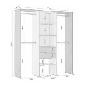 Armario vestidor Lada Blanco - Cemento