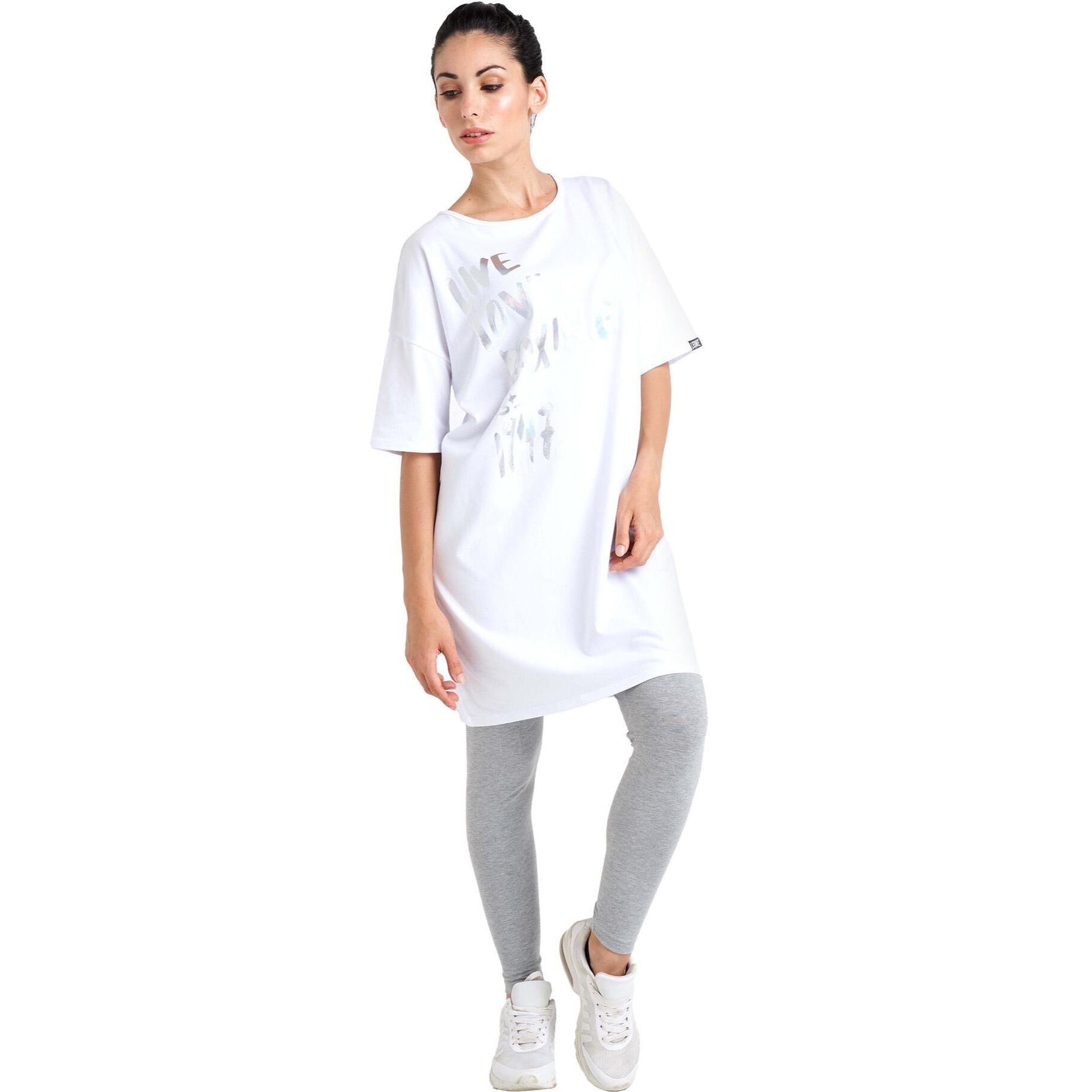 Camiseta maxi de manga corta de mujer brillante