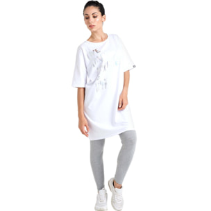 Camiseta maxi de manga corta de mujer brillante