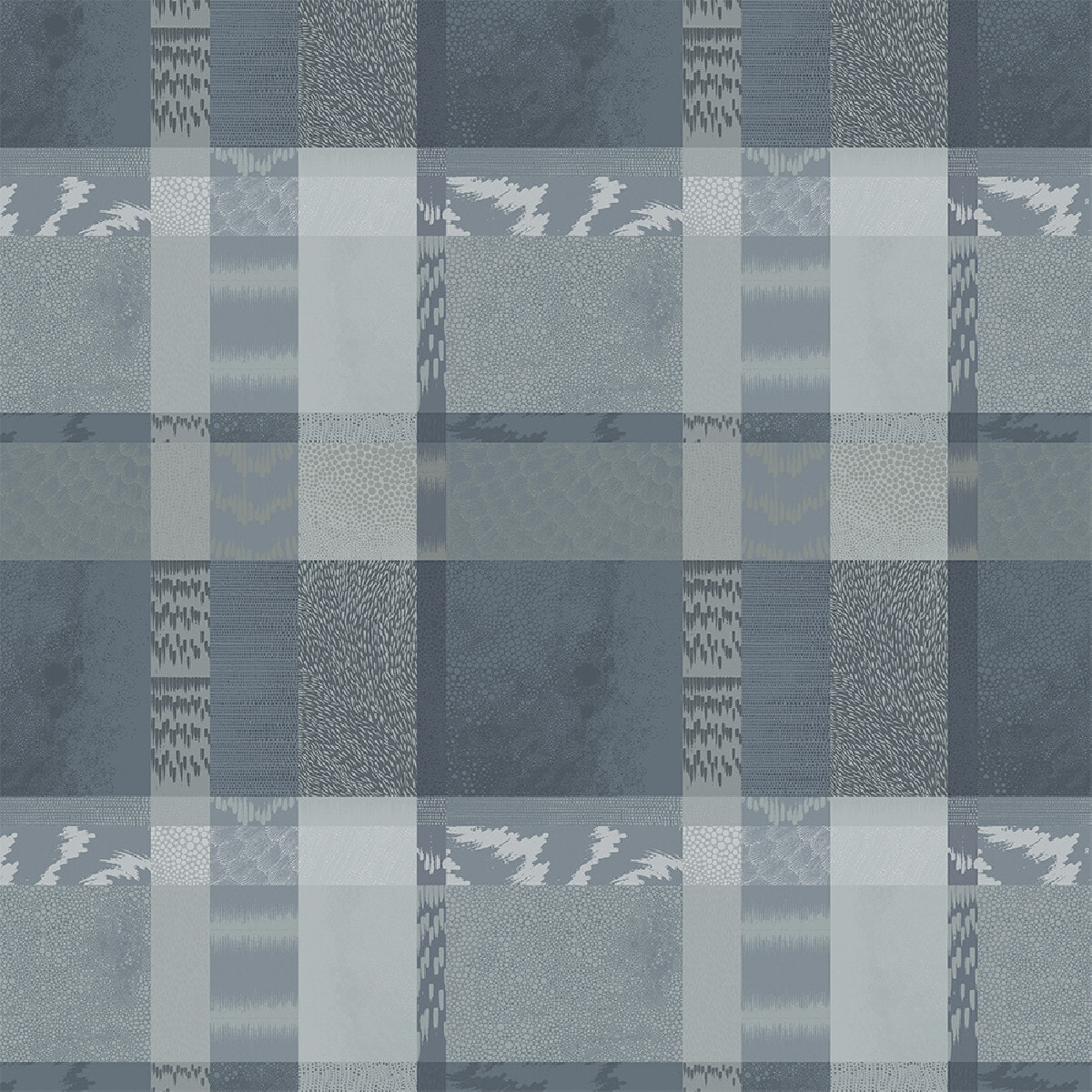 Nappe pur coton motif jacquard bleu gris Mille matieres orage