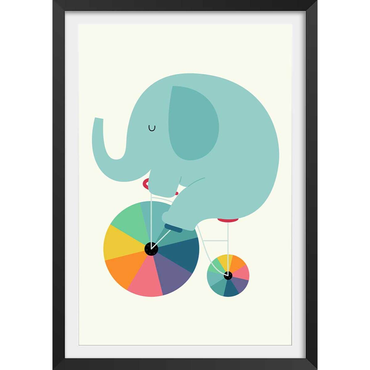 Affiche  elefant circle Affiche + cadre en bois - Noir