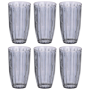 Confezione da 6 bicchieri alti rigati 440ml fumo