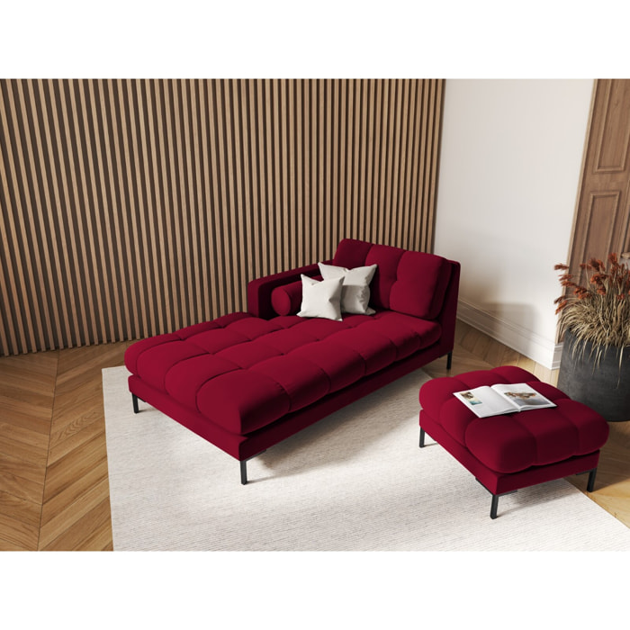 Méridienne gauche "Bali" en velours rouge