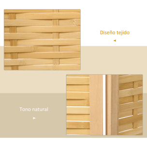 Biombo de 3 Paneles Divisor de Habitación Plegable 120x1,8x170 cm Separador de Ambientes con Patrón de Tejido de Bambú Estilo Rústico para Oficina Dormitorio Salón Natural