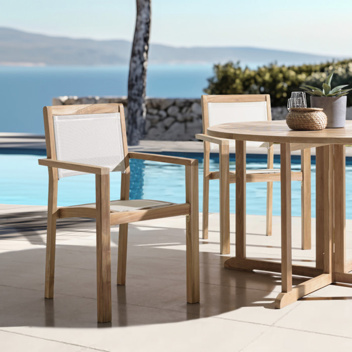 HARRIS - Lot de 2 fauteuils empilables textilène couleur beige