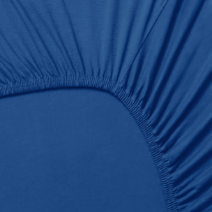 Sábana bajera (200x200+30cm solapa) 100%algodón 180tc color azul marino logo bordado el ganso