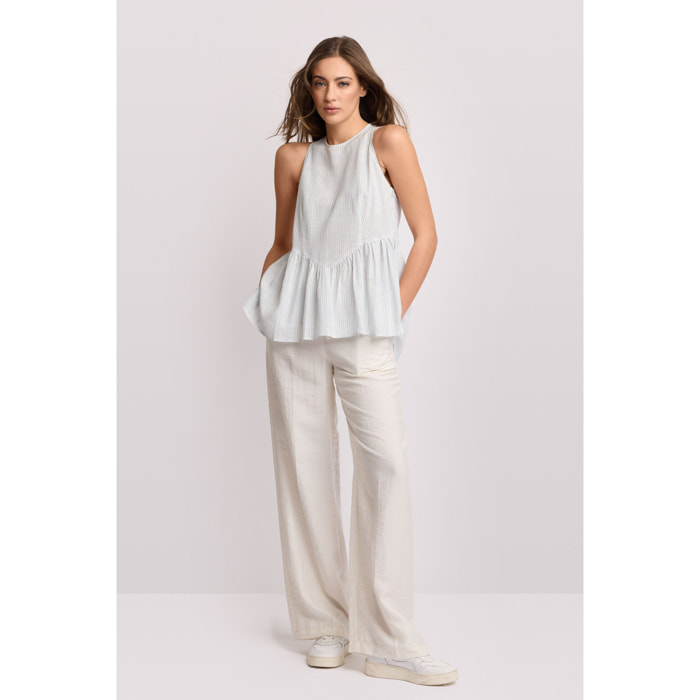 Kocca - Blusa smanicata linea svasata Donna, Tinta unita, Girocollo