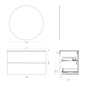 Ensemble de salle de bain MEMPHIS 2C, Alday, 90 cm, Teka