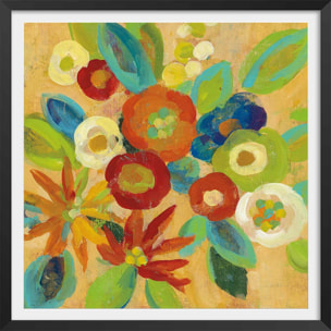 Poster flower market Affiche + cadre en bois - Noir