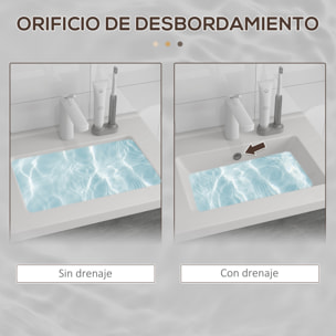 Mueble de Baño con Lavabo Cerámico Armario Bajo de Lavabo de Pared con 2 Puertas y Estante Ajustable Acabado Melamina 60x45,5x60 cm Gris