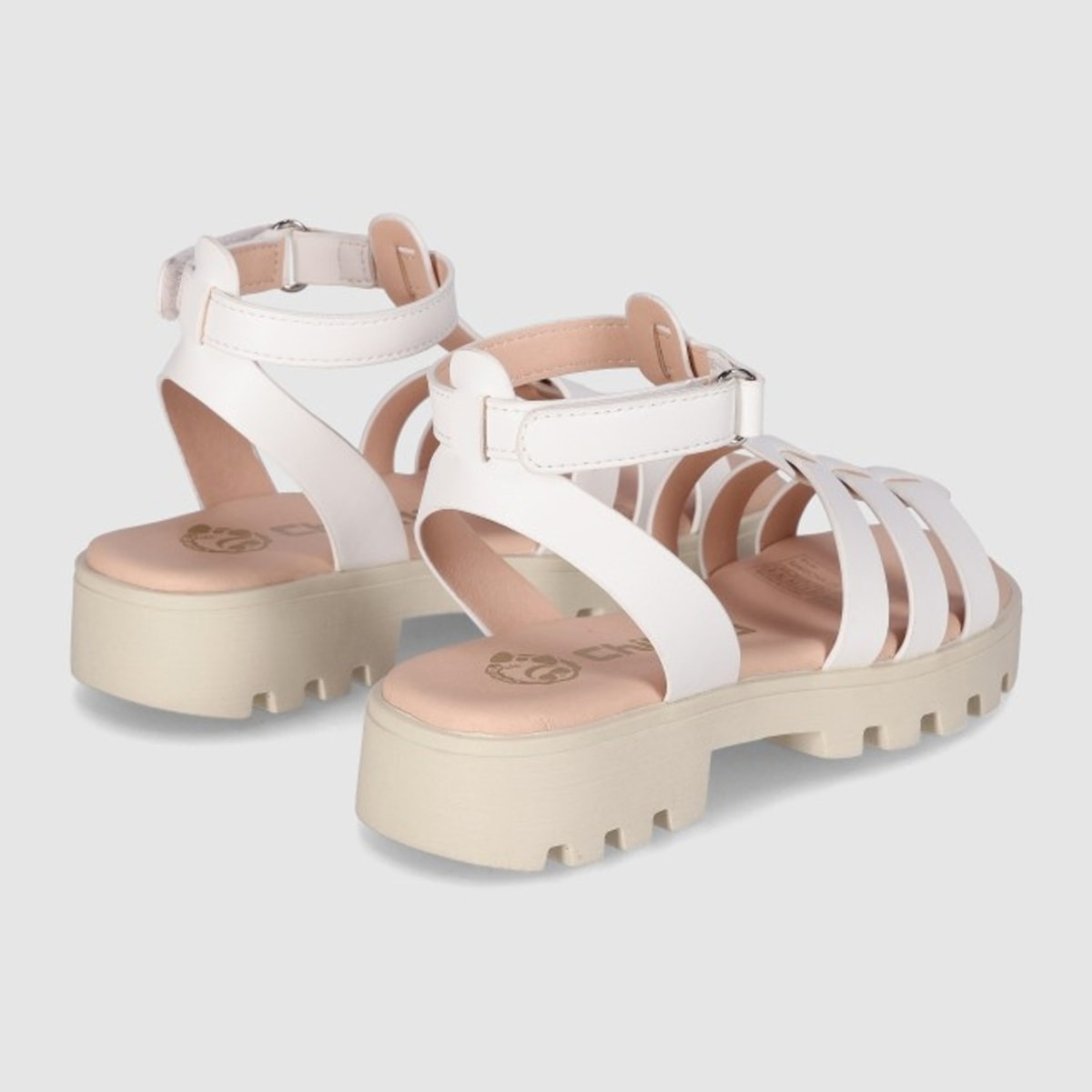 Sandalias de Piel Sintética - Blanco - Tacón: Bajo