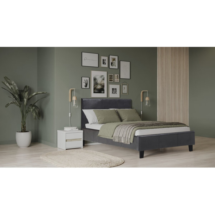 Lit "Lina" - 90 x 190 cm - Noir