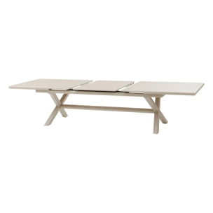 Table de jardin extensible "Axiome" effet bois lin & argile 12 places en aluminium