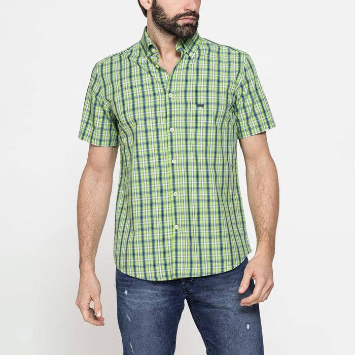 CAMICIA A MANICA CORTA IN COTONE CON FANTASIA