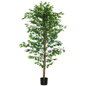 Ficus Artificial con Troncos Naturales 180 cm Planta Artificial con Maceta y 1260 Hojas Árbol Artificial Decoración para Hogar Salón Oficina Verde