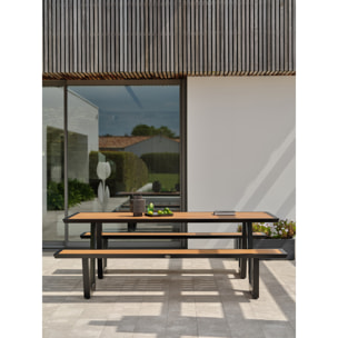 TORONTO - Table avec bancs en aluminium gris anthracite et teck
