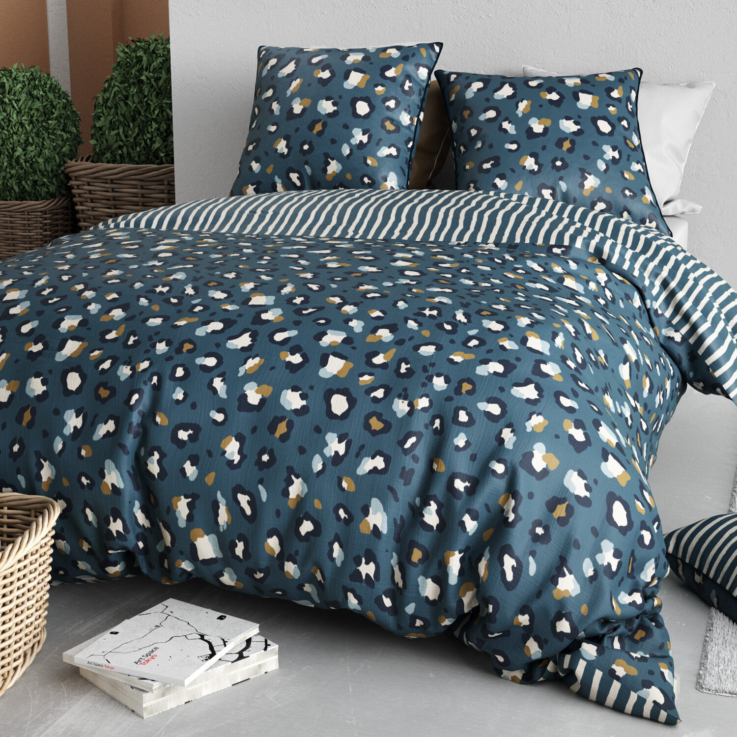 Parure housse de couette 3pcs 100% coton 57 fils milou