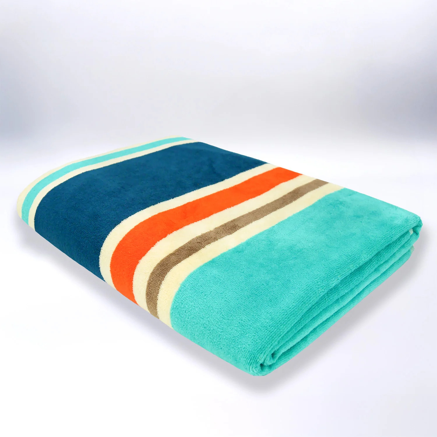 Serviette de plage XL éponge velours Jacquard Bleu 140x180 400g/m² - Cabrera