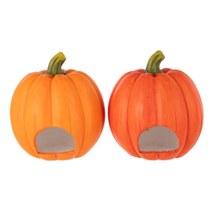 J-Line décoration Citrouille - céramique - orange - 2 pcs