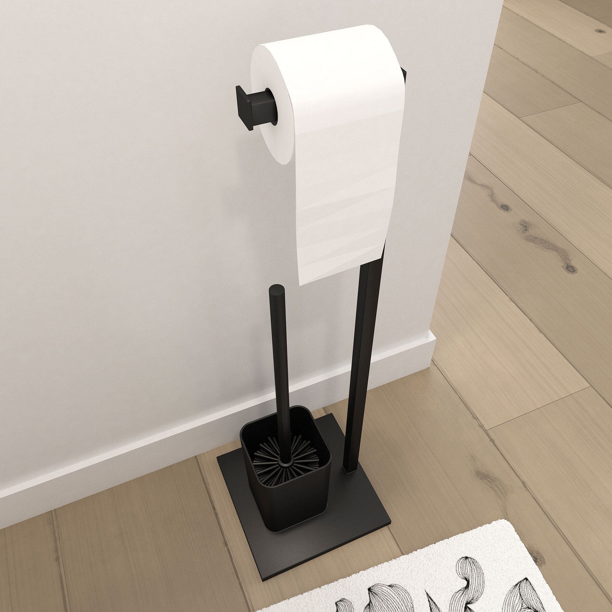 Brosse WC noir mat avec socle - CUBY WC