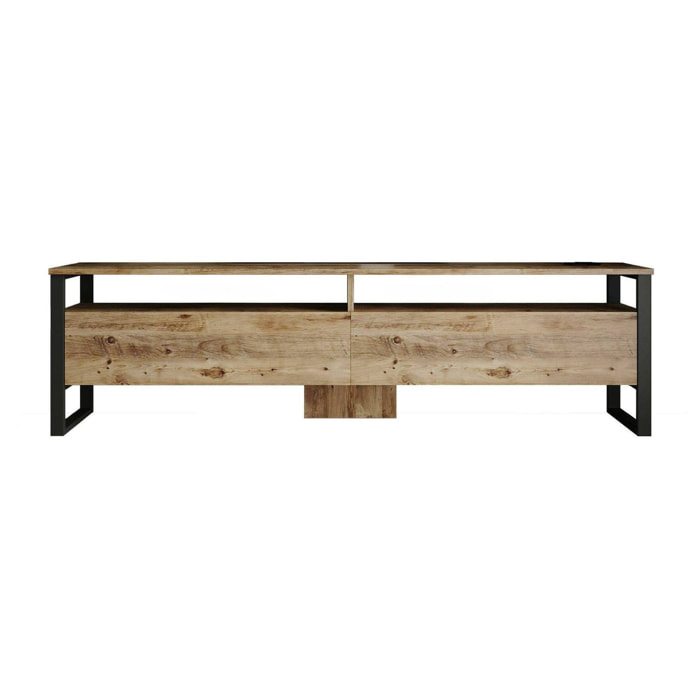 Mobile porta TV Khartum, Credenza da soggiorno, Armadio basso per TV, Base parete attrezzata, 180x36h56 cm, Quercia