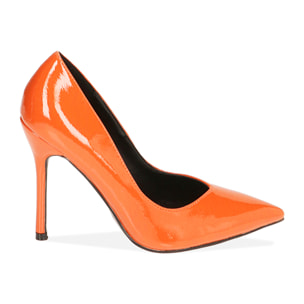 Décolleté arancio in naplack, tacco 10,5 cm