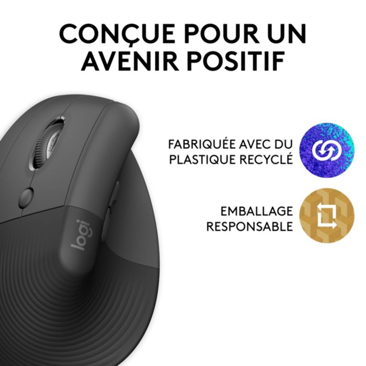 Souris sans fil LOGITECH Lift Ergonomique Gaucher Silencieuse