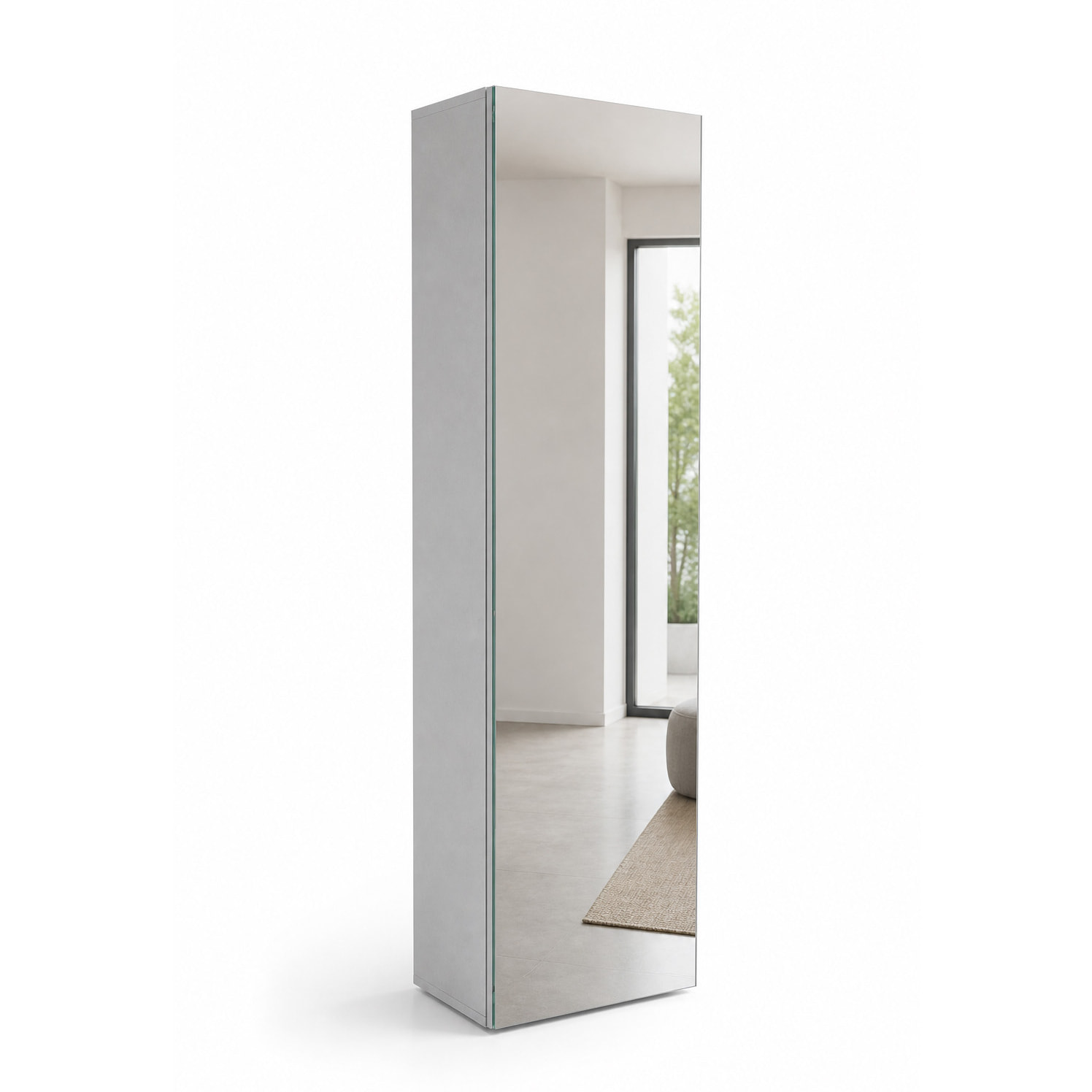 Scarpiera con Specchio Salvaspazio 7 Ripiani 14 Paia Di Scarpe Anta Reversibile Design Moderno Ingresso Camera Cameretta Minimal 160x52x23 Cm Bianco