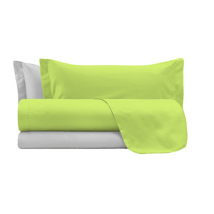 COMPLETO LETTO NATURAL COLOUR MADE IN ITALY COTONE-VERDE ACIDO/GRIGIO CHIARO MATRIMONIALE