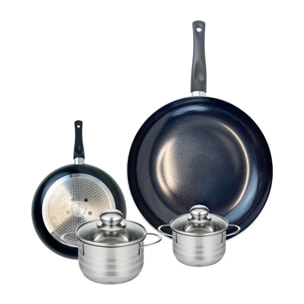 Ensemble de 2 Poêles de cuisson 20 et 32 cm et 2 faitouts 12 et 14 cm Elo Prima Brillant