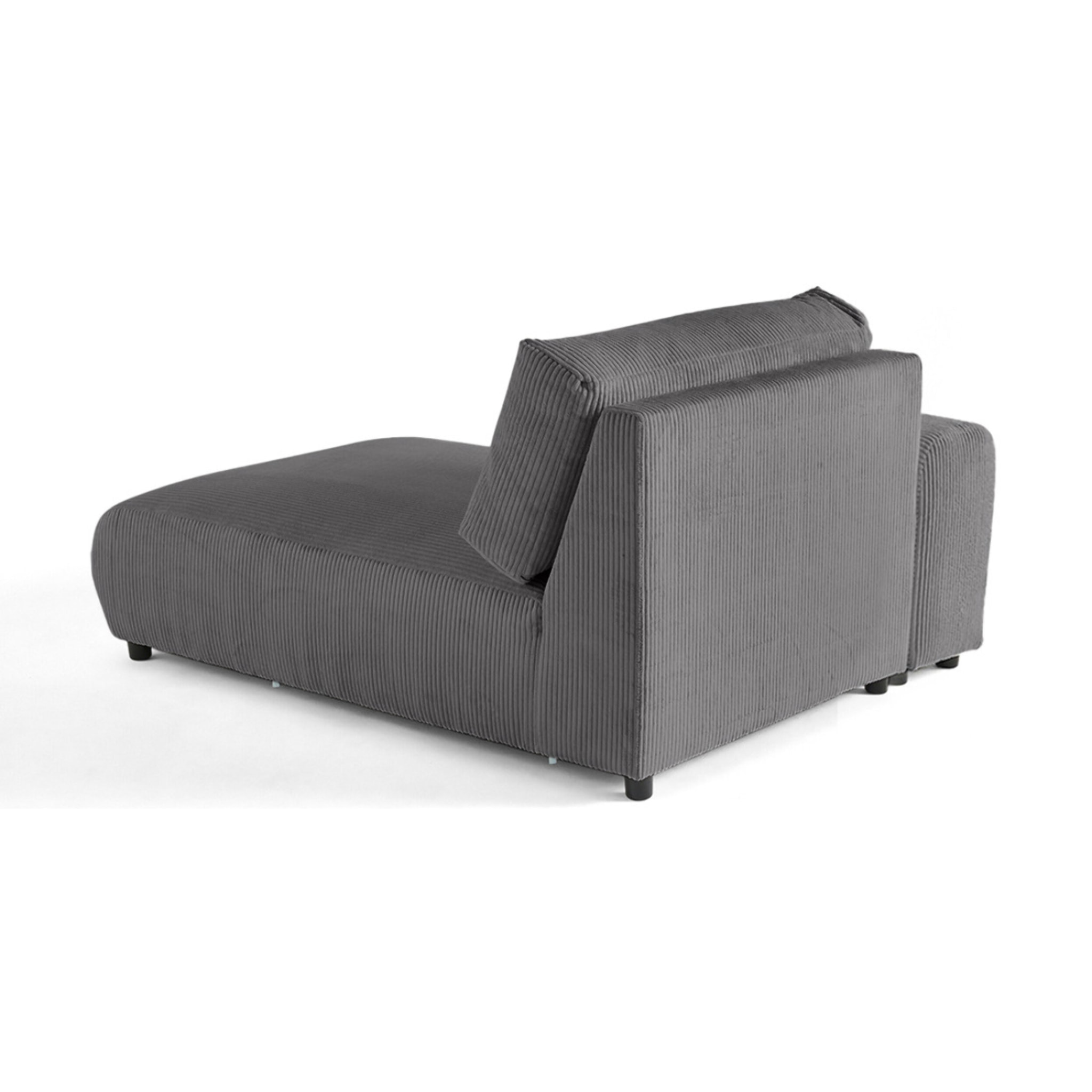 Garance - module d'assise méridienne gauche - en velours côtelé - Gris foncé