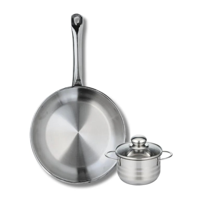 Ensemble de 1 Poêle de cuisson 28 cm et 1 faitout 12 cm Elo Profi Brillant
