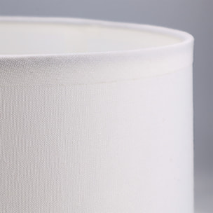 FORLIGHT NUTS - (2 uds) Lámpara de Mesa de Estilo Nórdico. Para Mesita de Noche de Madera Natural y Textil de Color Blanco. E27